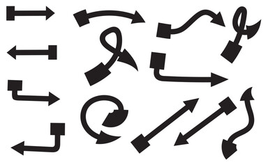 Bold black arrows with dynamic curved designs.