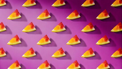 Vibrant Watermelon Triangles: Summer Fruit Pattern on Purple Gradient Background