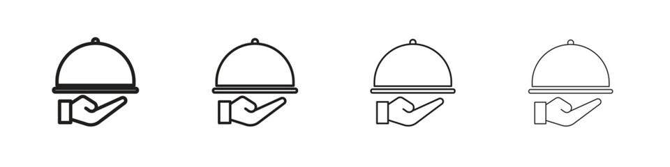Restaurant Tray icon set, Illustration, Black