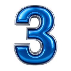 Naklejka premium Blue 3 text symbol isolated on transparent background