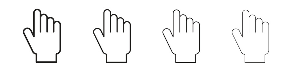 Pointing hand icon set, Illustration, Black