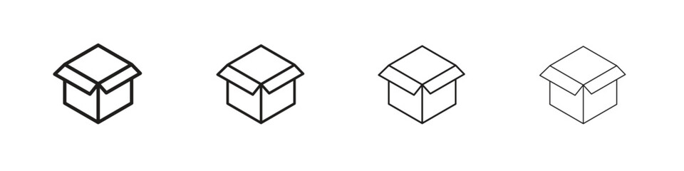 Open box icon set, Illustration, Black