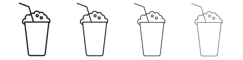 Milkshake icon set, Illustration, Black