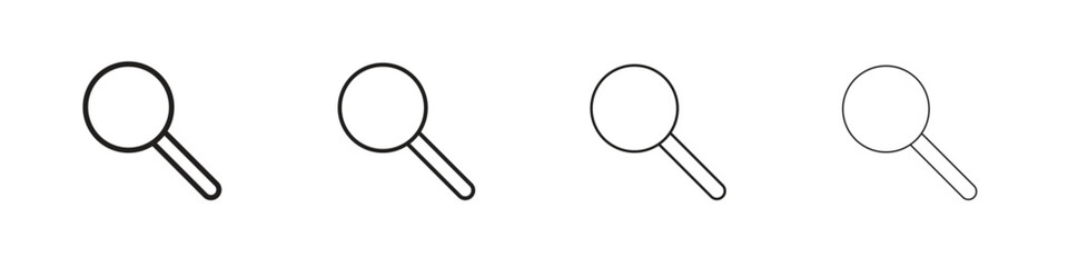 Magnifying glass icon set, Illustration, Black
