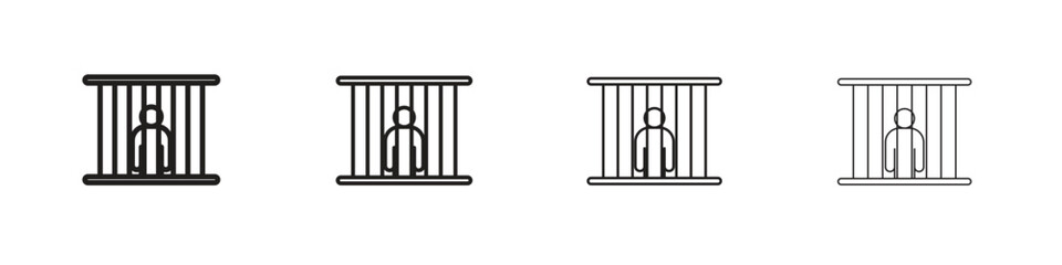 Jail icon set, Illustration, Black