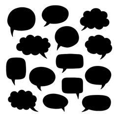 Professional collection of speech bubbles and thoughts clouds silhouettes isolated on white background