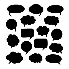 Professional collection of speech bubbles and thoughts clouds silhouettes isolated on white background