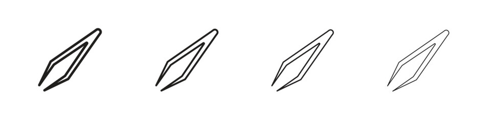 Eyebrow tweezers icon set, Illustration, Black