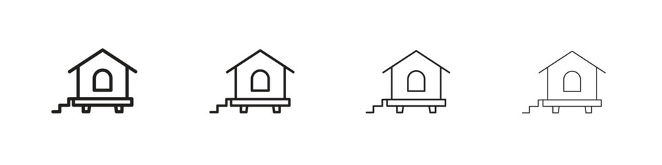 Chicken coop icon set, Illustration, Black