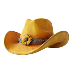 3d yellow leather cowboy one hat on transparent background
