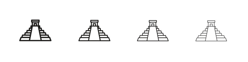 Chichen Itza icon set, Illustration, Black