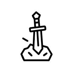 Sword embedded in stone icon representing strength and legend
