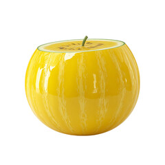 3d yellow watermelon on transparent background