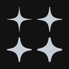 Rounded Four Point Silver Star Icons