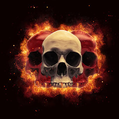 Burning skulls in hell - graphic template - horror template image