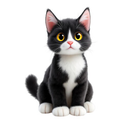 plush toy white and black cat isolated on a white background