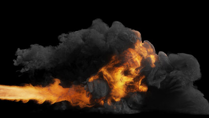 Oil fire and thick black smoke