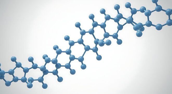 Abstract blue polymer structure, a molecular chain model for scientific research concepts - Powered by Adobe