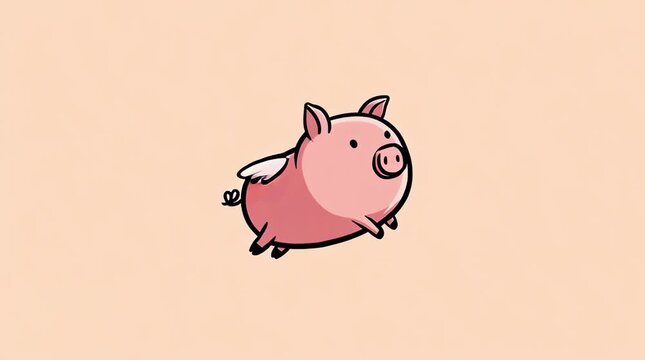 Flying pig is smiling. It has little wings.