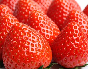 Delicious Strawberry Arrangement: A close-up, vibrant composition of ripe, succulent strawberries, their glossy skins gleaming with freshness and inviting immediate indulgence.