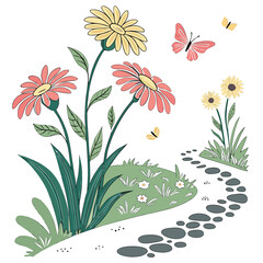 Whimsical gerbera daisies bloom from vintage books creating a surreal and imaginative scene with a touch of nostalgia