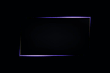 Neon rectangle colored frame. Neon lights horizontal sign. Geometric glow shape with copy space.