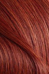 red hair, long glossy straight hair, macro hair texture