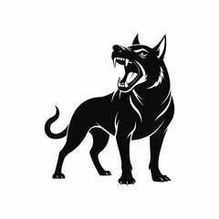 Aggressive Black Dog Mascot Logo – Fierce Guard Dog Vector Illustration