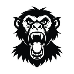 Angry Chimpanzee Head Mascot Logo – Fierce Monkey Animal Illustration