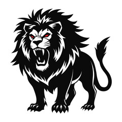 Angry Black Lion Mascot Logo – Fierce Roaring Wild Animal Illustration