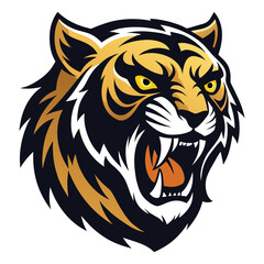 Roaring Tiger Head Mascot Logo – Fierce Wild Animal Vector Illustration