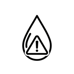 Water Drop with Warning Symbol in Vector Style  