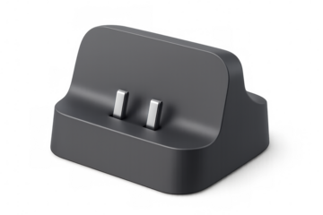 Charging dock for smartphone on transparent background, enhancing its modern and minimalist design