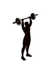 Silhouette of a Weightlifter Lifting a Barbell Overhead