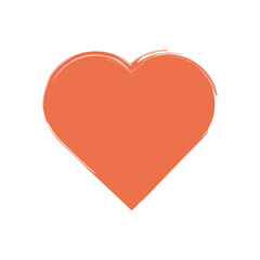 Orange Love Icon. Orange Paint Brush Stroke Heart Icon. Love Symbol Png.