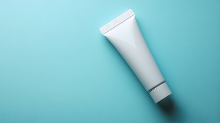 White tube on a light blue background.