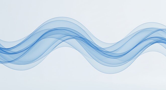 Elegant flowing smoke and water wave pattern in blue tones, abstract background illustration