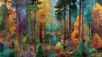 Vibrant fall foliage and forest imagery combined in an autumn-themed collage