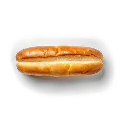 A plain, golden-brown hot dog bun with a soft texture and visible seam.