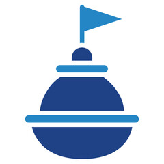 Obraz premium Flag Pole dual tone blue color icon, mini illustration for ocean, marine, sea and nautical UI, UX kit, app and web development, digital or print