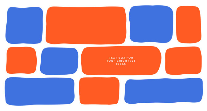 Playful Irregular Text Box Frame Vector Set in Crayon Style. Colorful Doodle Border Shapes with Wavy Edges