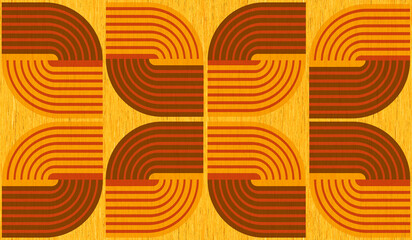 Abstract, geometric stripes, seamless pattern in brown, burnt orange, yellow