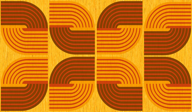 Abstract, geometric stripes, seamless pattern in brown, burnt orange, yellow