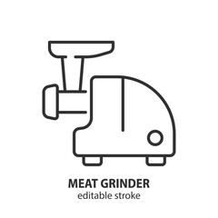 Meat grinder line icon. Kitchen appliance vector illustration. Editable stroke.
