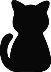 Silhouette of a Cat Simple and Elegant Black Shape on White
