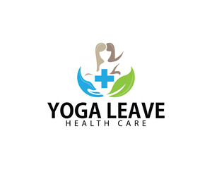 yoga leave logo creative design concept health care medical clinic herbal