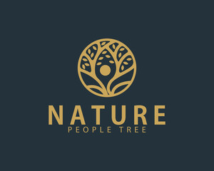 tree nature logo creative design concept health herbal yoga