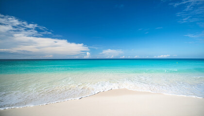 escape to paradise sunny beach bliss with white sand turquoise ocean and blue sky tropical haven where ocean meets sand under bright sky