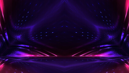 Obraz premium Abstract bright neon background scene with rays, spotlights, multi-colored background.