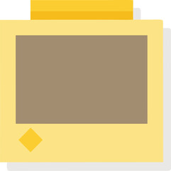Retro yellow polaroid photo frame with blank space